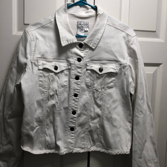 Women’s White Stretch Denim Jean Jacket by Live A Little Size XL - Picture 7 of 12